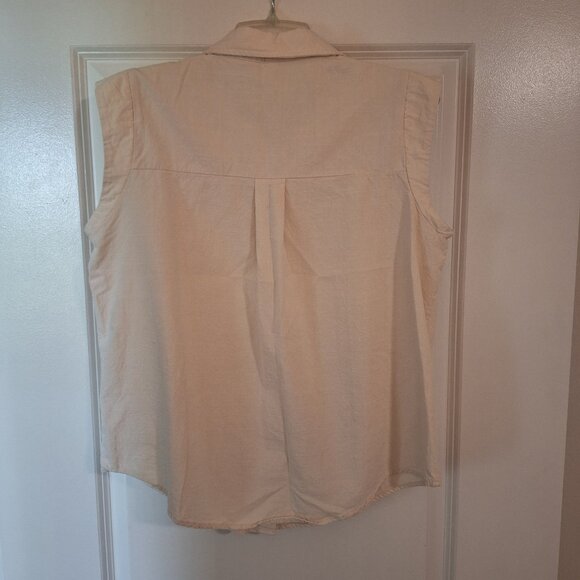 Amazon Siliteelon Buttercream Linen-like Cap Sleeve Shirt - Picture 4 of 4